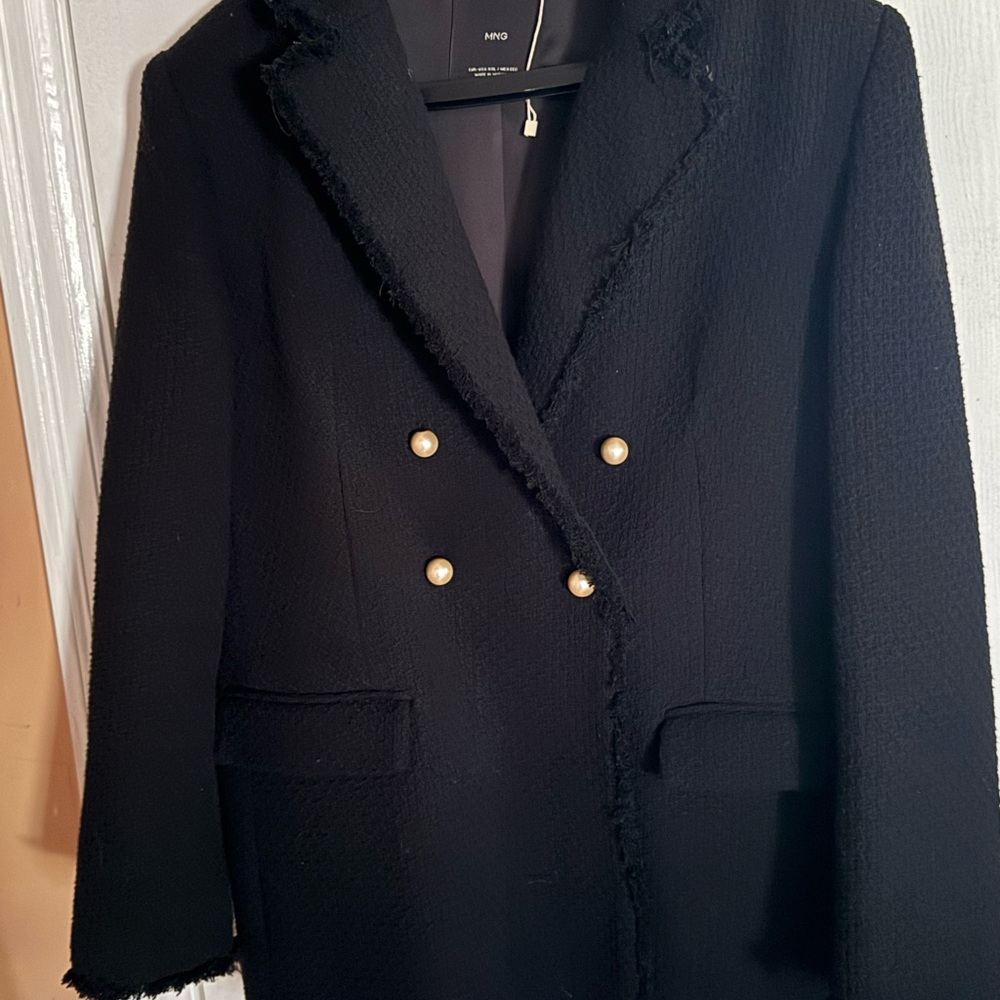 Mango Classic Black Blazer with Gold Buttons